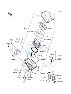 BRUTE FORCE 650 4x4i KVF650FEF EU GB drawing Air Cleaner