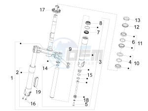 Fly 50 4t 4v drawing Fork steering tube - Steering bearing unit