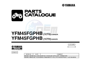 YFM450FWAD YFM45FGPHB GRIZZLY 450 EPS HUNTER (1CTG 1CTH 1CU9) drawing .1-Front-Page