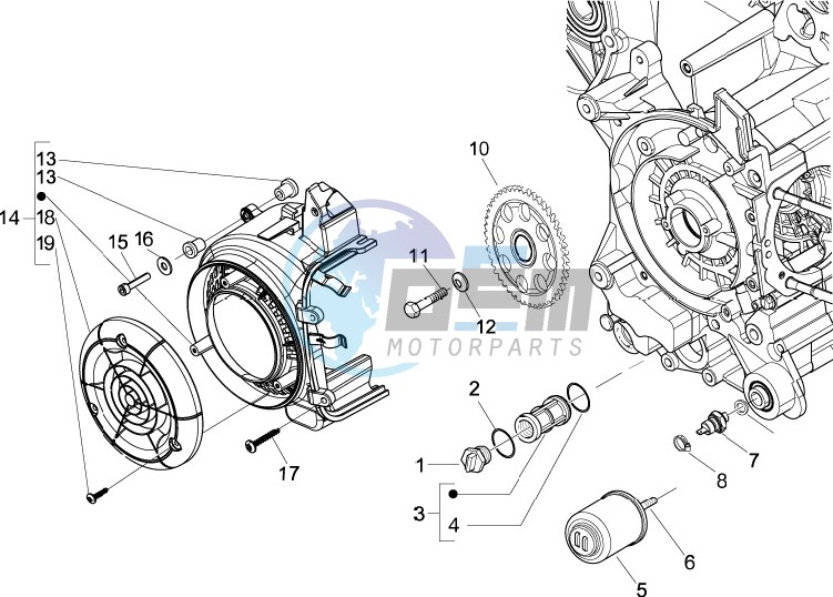 Flywheel magneto cover - Oil filter