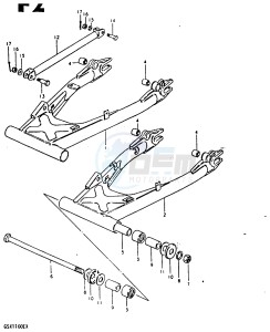 GSX1100 (T-X) drawing REAR SWINGING ARM (GSX1100T, GSX1100X)