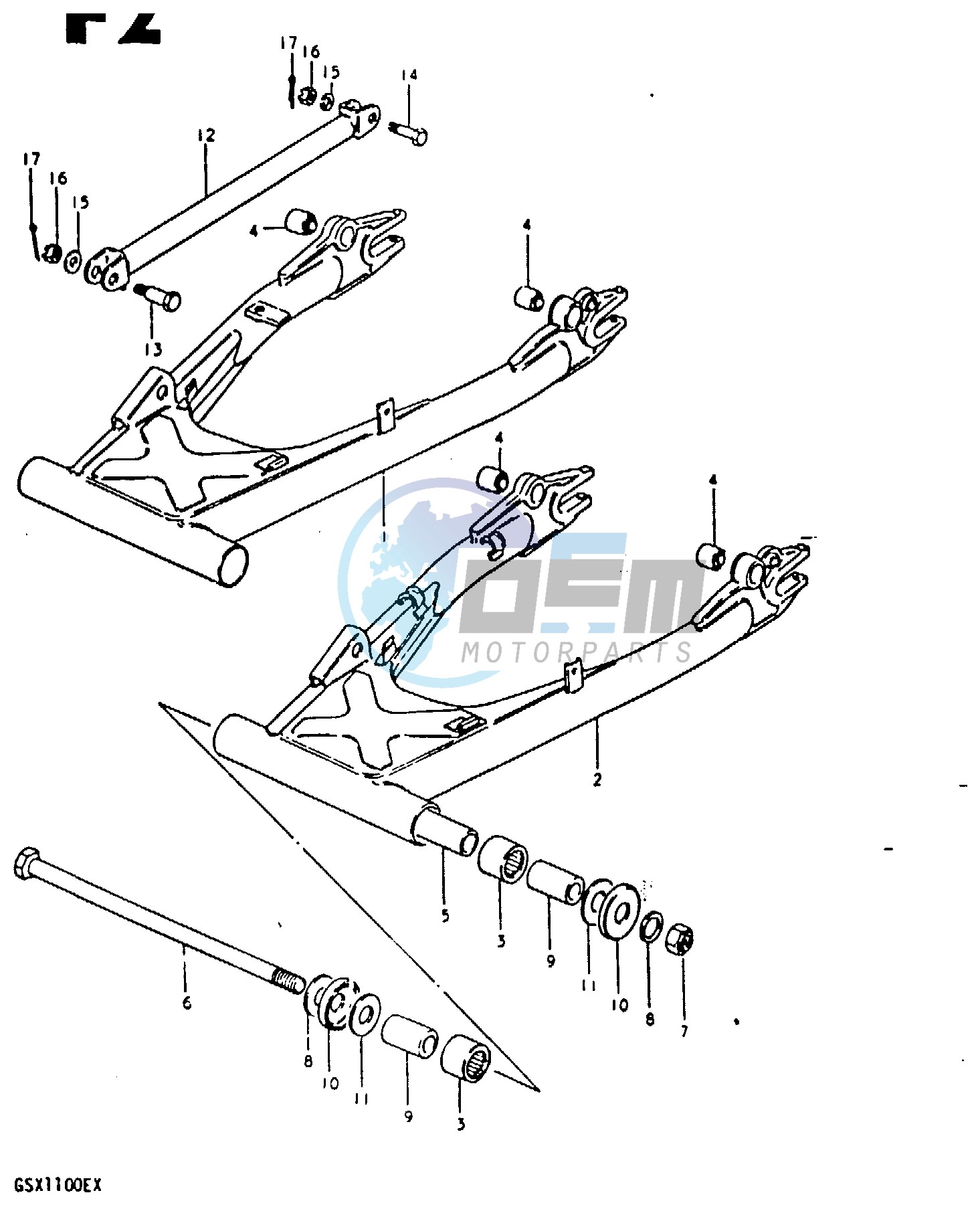 REAR SWINGING ARM (GSX1100T, GSX1100X)