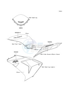 ZX 1000 D [NINJA ZX-10R] (D6F-D7FA) D7F drawing DECALS-- BLUE- --- D7F- -