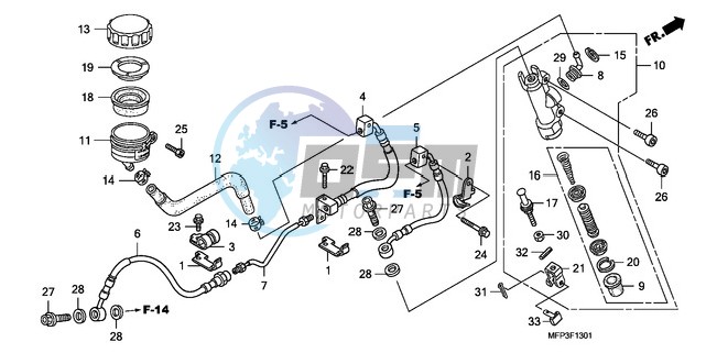 RR. BRAKE MASTER CYLINDER (CB1300A/CB1300SA)