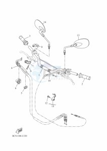 XSR700 MTM690D-U (BJY2) drawing STEERING HANDLE & CABLE