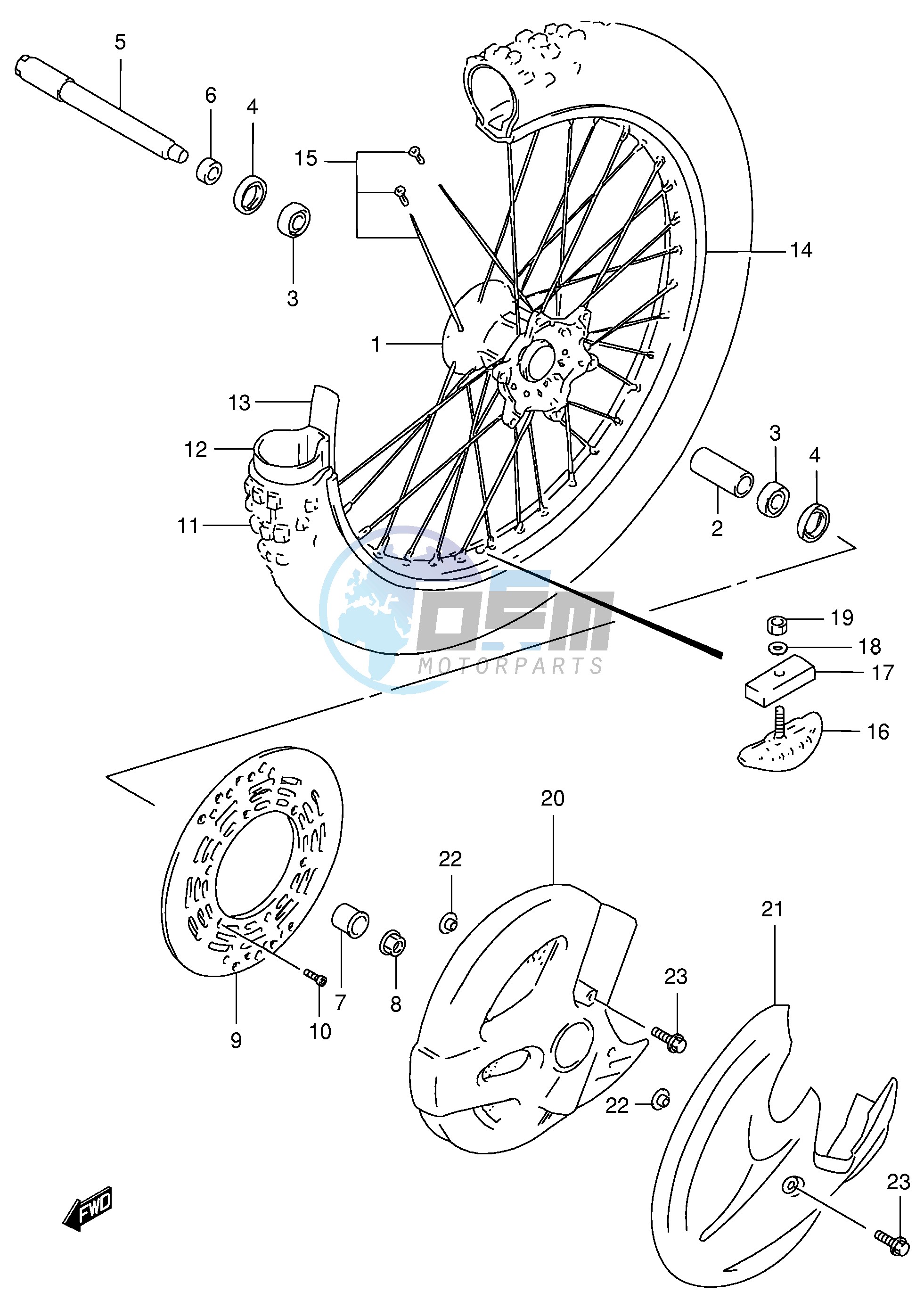 FRONT WHEEL (MODEL V W X Y)