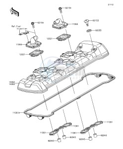 Z1000 ABS ZR1000GEFA FR GB XX (EU ME A(FRICA) drawing Cylinder Head Cover