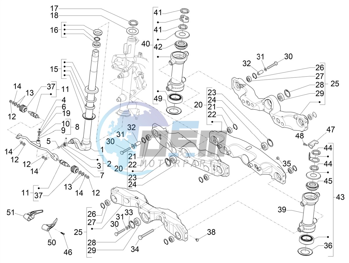 Fork/steering tube - Steering bearing unit