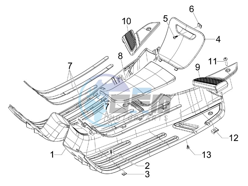 Central cover - Footrests