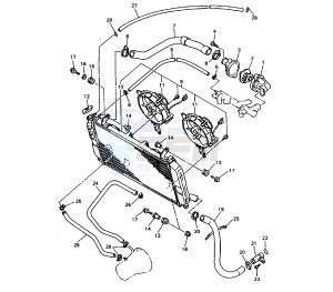 YZF R 750 drawing RADIATOR AND HOSE