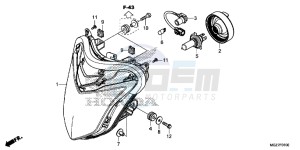 CB500XD CB500X Continue » UK - (E) drawing HEADLIGHT