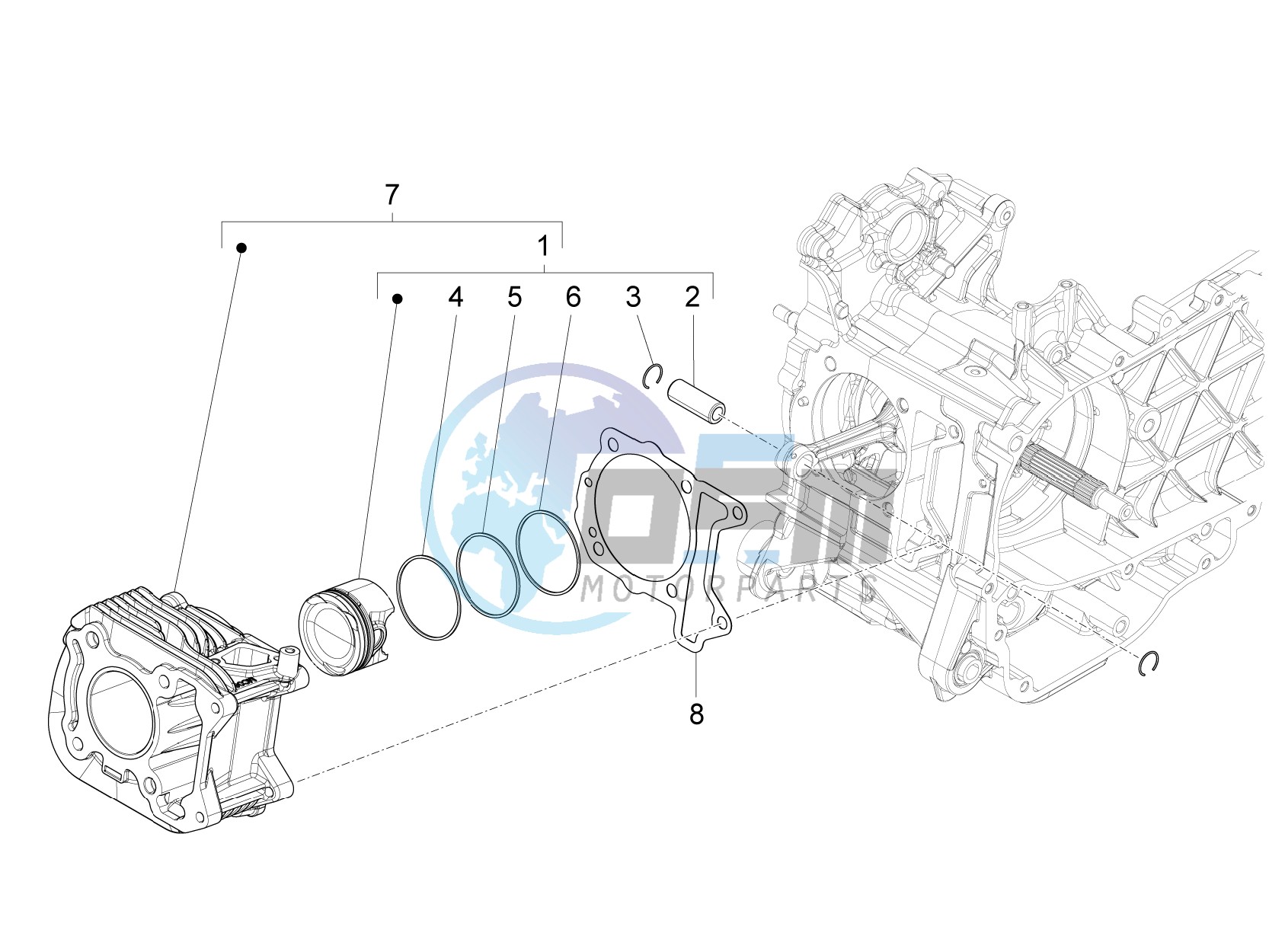 Cylinder - piston - wrist pin unit