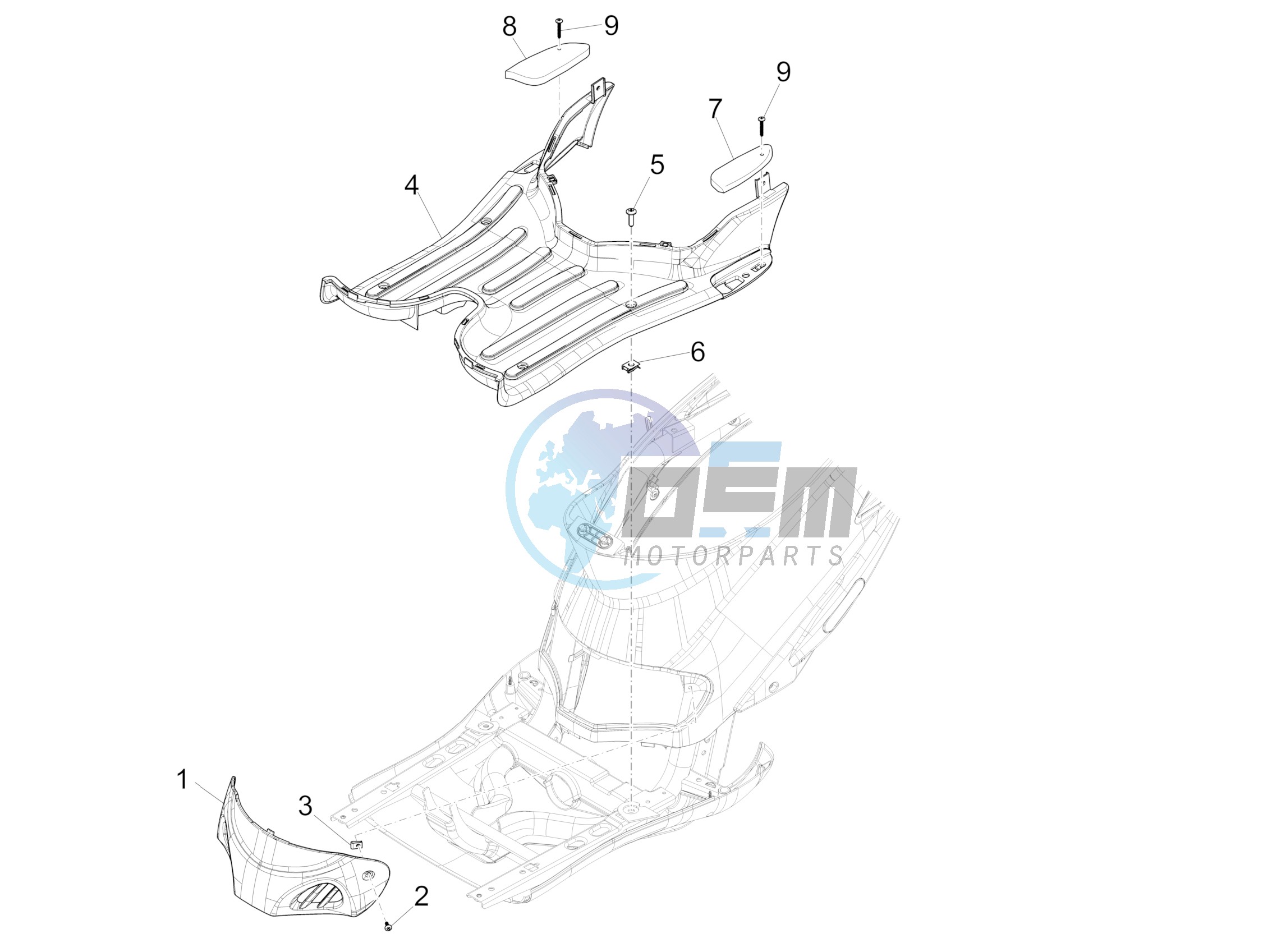 Central cover - Footrests