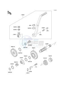 KX 500 E [KX500] (E10-E14) [KX500] drawing KICKSTARTER MECHANISM