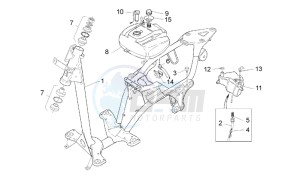 Scarabeo 50 2t (eng. Minarelli) drawing Frame and Fuel tank