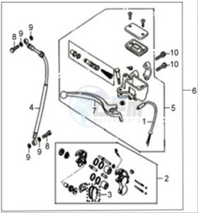 X'PRO 125 drawing VOORBRAKE CALIPER / BRAKE LEVER /BRAKE LINES