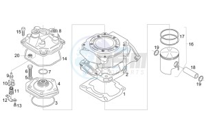 RS 125 (eng. 122cc) drawing Cylinder - Head - Piston