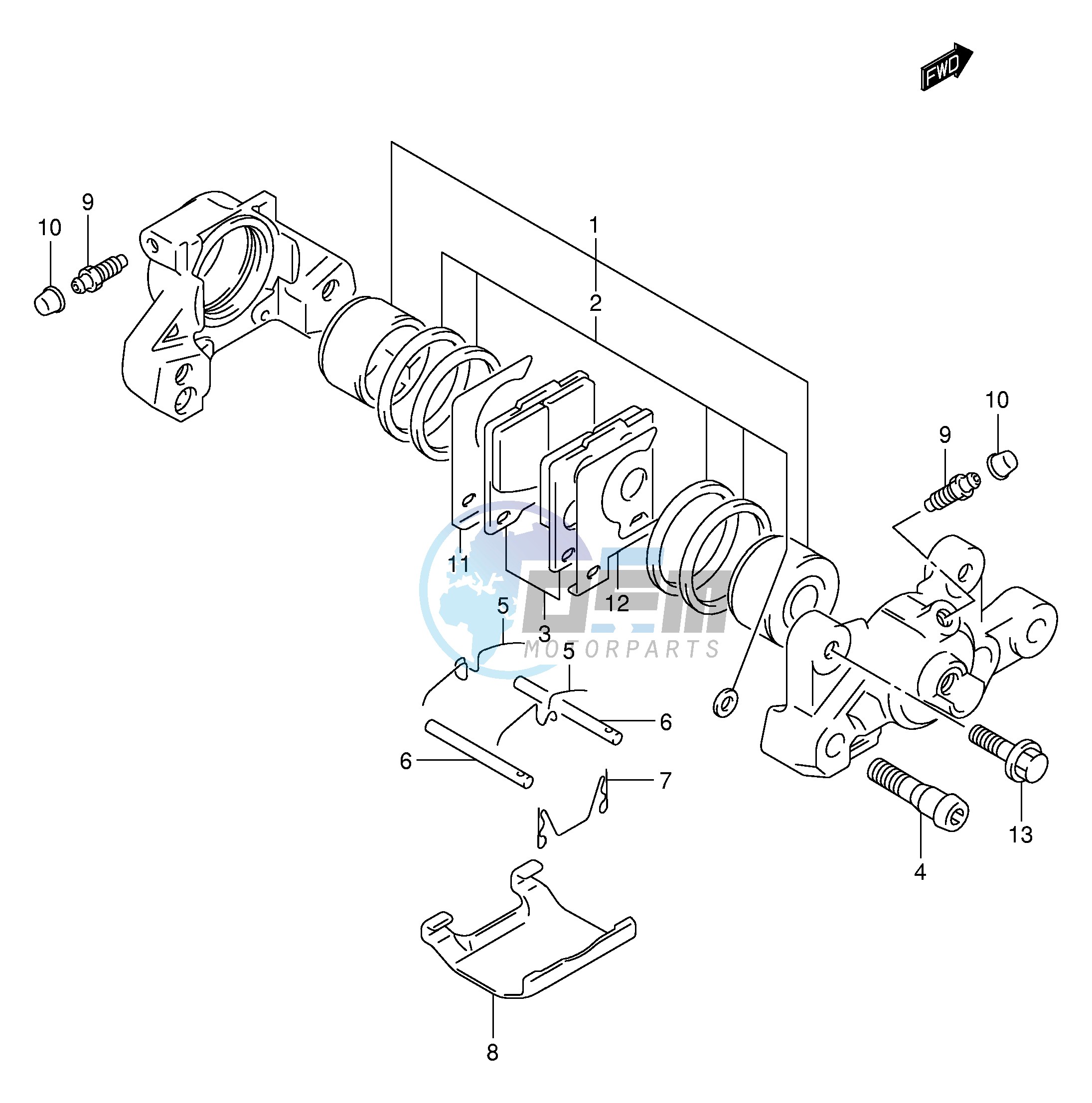 REAR CALIPER (MODEL X Y K1 K2,GSX1300RZK3)