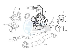 Primavera 50 2T (EMEA, APAC) drawing Carburettor, assembly - Union pipe