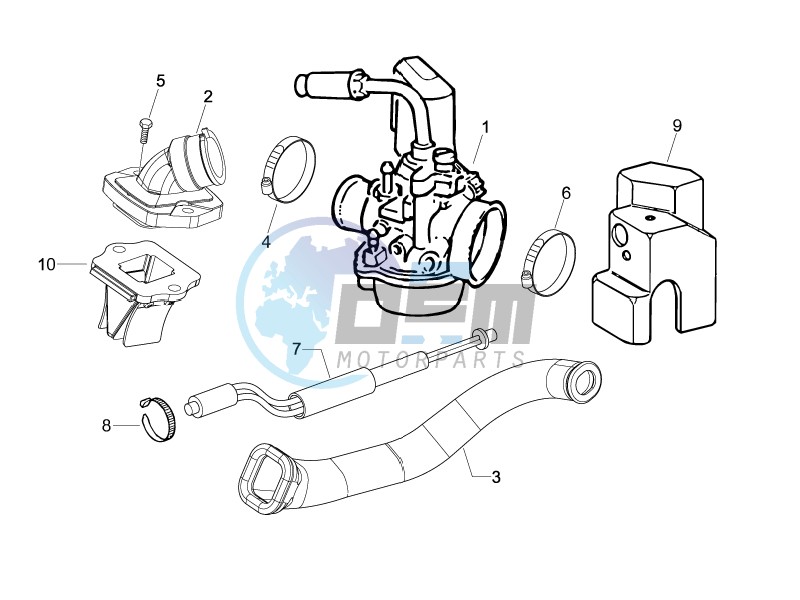 Carburettor, assembly - Union pipe