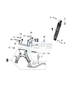 TKR P EU 1 drawing REAR SHOCK AND STAND