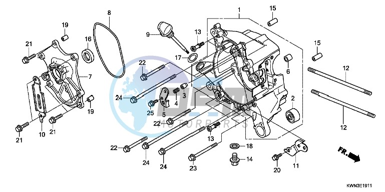 RIGHT CRANKCASE ( WW125EX2C/ EX2D/ EX2E/ D)