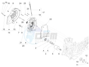 Primavera 150 4T 3V iGET (APAC) (AU, CN, EX, RI, TN) drawing Flywheel magneto cover - Oil filter