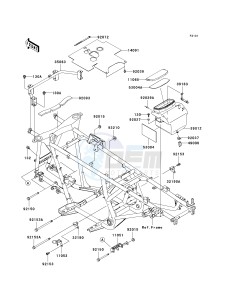 KVF 650 E [BRUTE FORCE 650 4X4 HARDWOODS GREEN HD] (E6F-E9F) E7F drawing FRAME FITTINGS