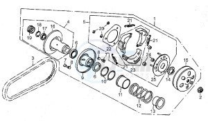 Quasar 180 drawing Speed variator with clutch