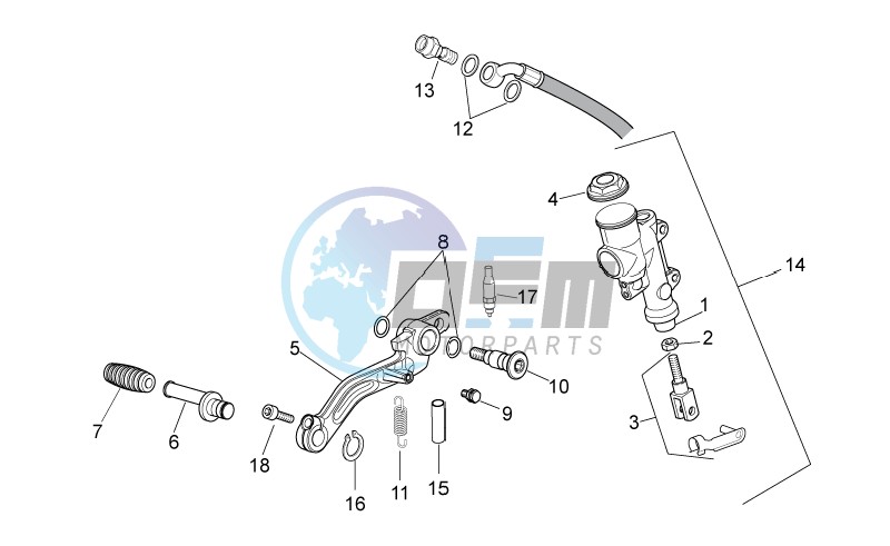 Rear master brake cylinder