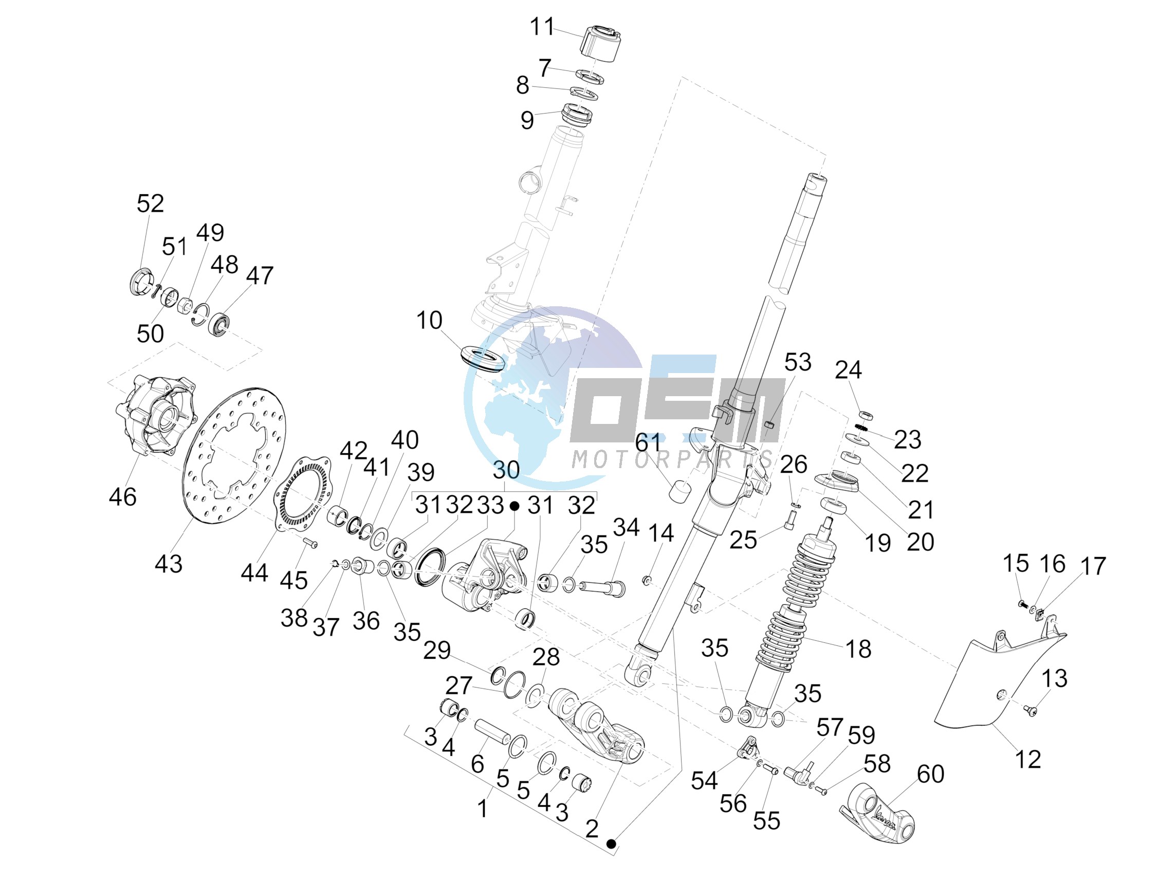 Fork/steering tube - Steering bearing unit