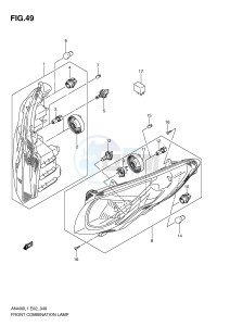 AN400 (E2) Burgman drawing FRONT COMBINATION LAMP (AN400ZAL1 E19)