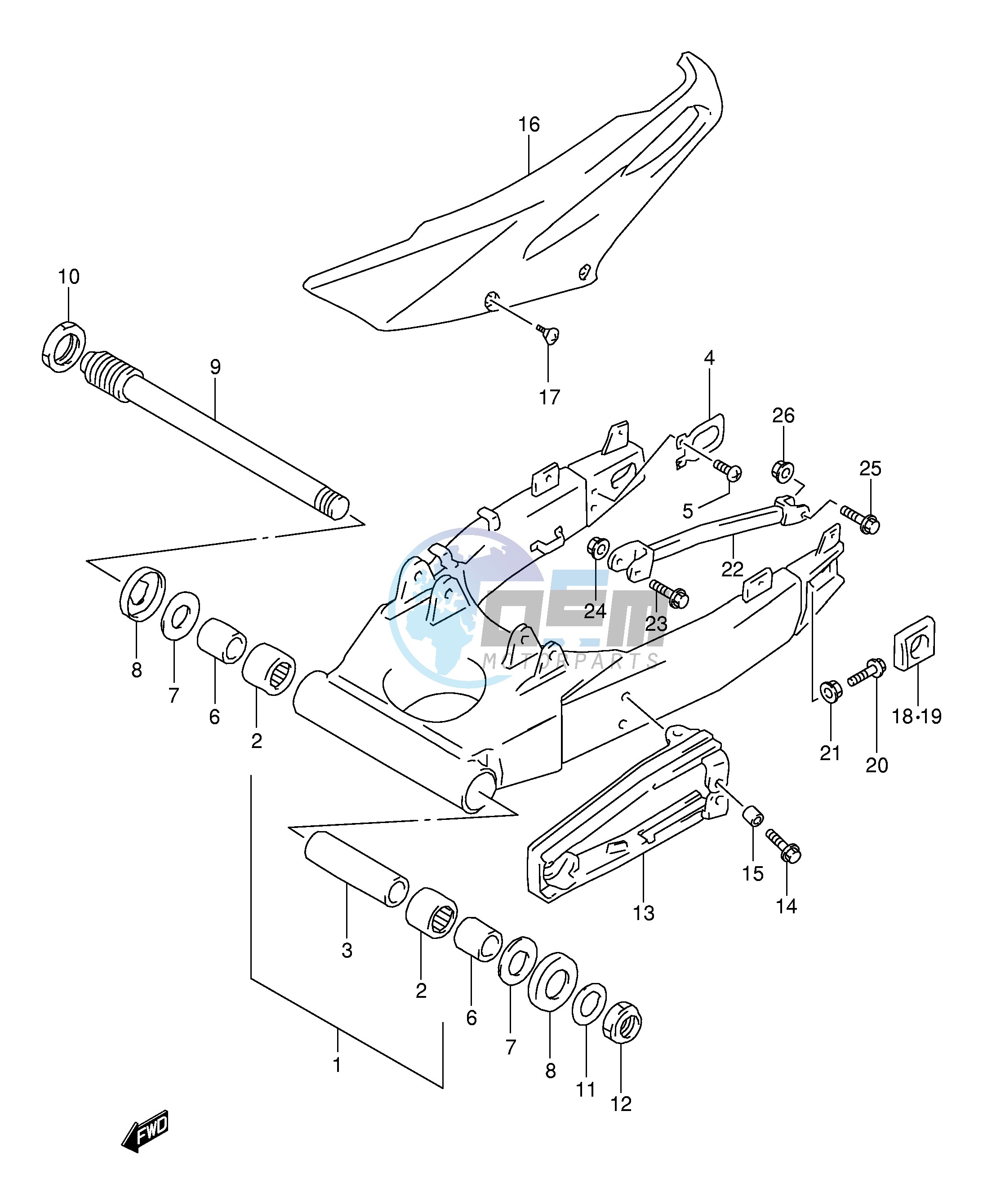 REAR SWINGING ARM (MODEL V E18,E22,E24,E39)