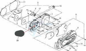 GTS250 INJECTION drawing CRANKCASE COVER LEFT