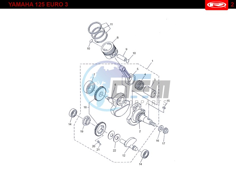 PISTON - CRANKSHAFT  Yamaha 125 EURO-3