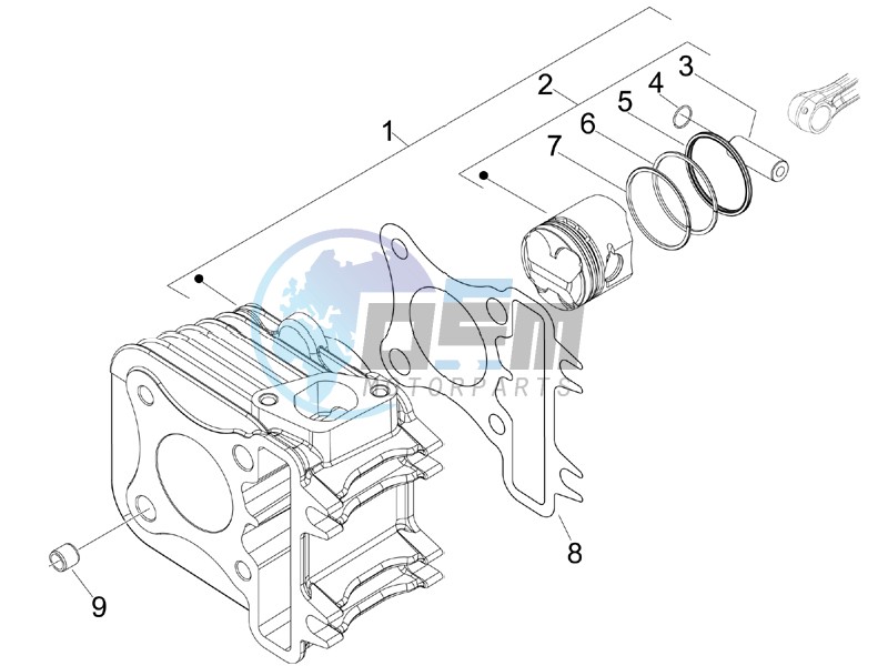 Cylinder - piston - wrist pin unit