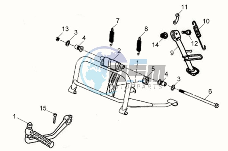 CENTRAL STAND -SIDE STAND- KICKSTARTER PEDAL