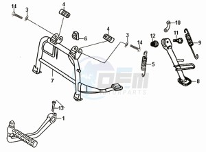 FIDDLE II 50 NEW ENGINE drawing CENTRAL STAND - SIDE STAND - KICKSTARTER PEDAL