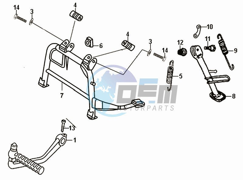 CENTRAL STAND - SIDE STAND - KICKSTARTER PEDAL