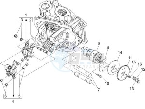 X9 125 Evolution potenziato (UK) drawing Camshaft - Rocking levers support unit