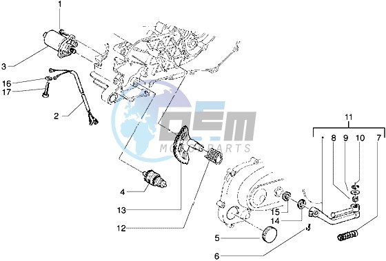 Starting motor-starter lever