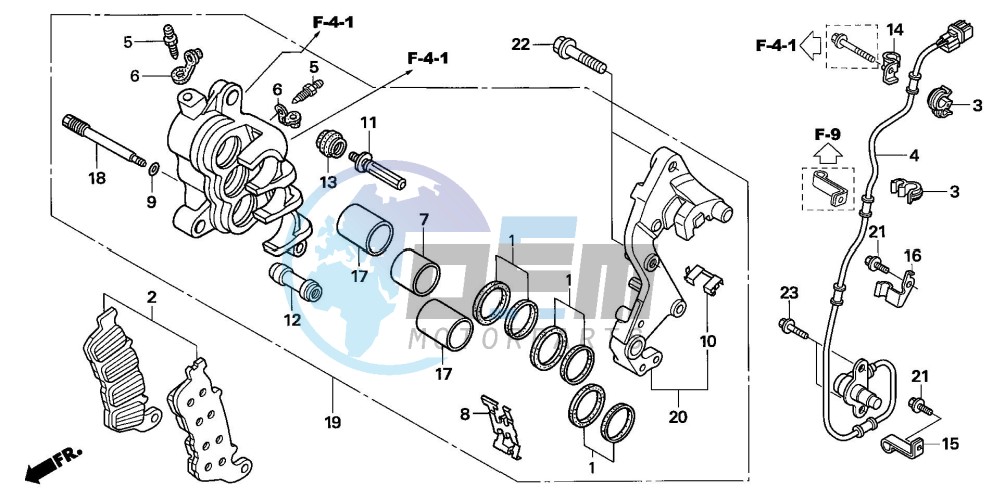 R. FRONT BRAKE CALIPER (CBF1000A/T/S)