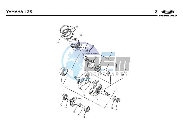 PISTON - CRANKSHAFT  Yamaha 125 4T EURO2