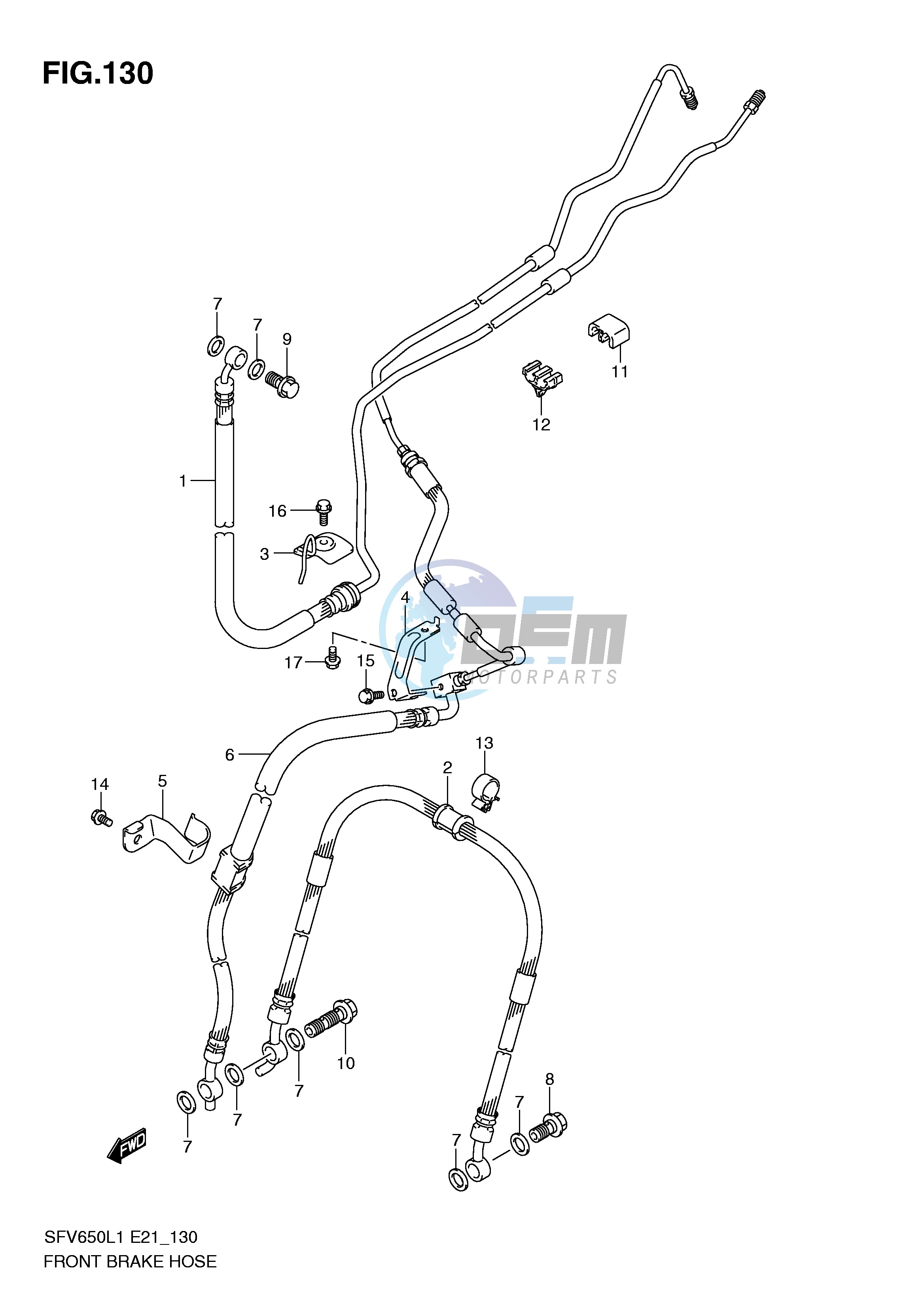 FRONT BRAKE HOSE (SFV650UAL1 E21)