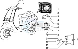 Zip 50 RST freno a disco drawing Battery - Relais - Unit turn signal lamps