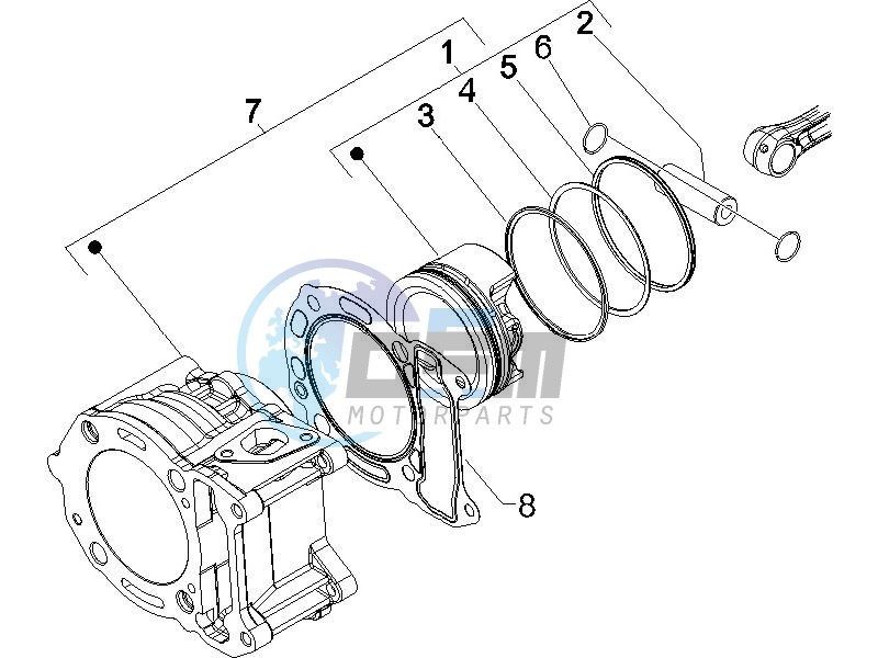 Cylinder - Piston - Wrist pin unit