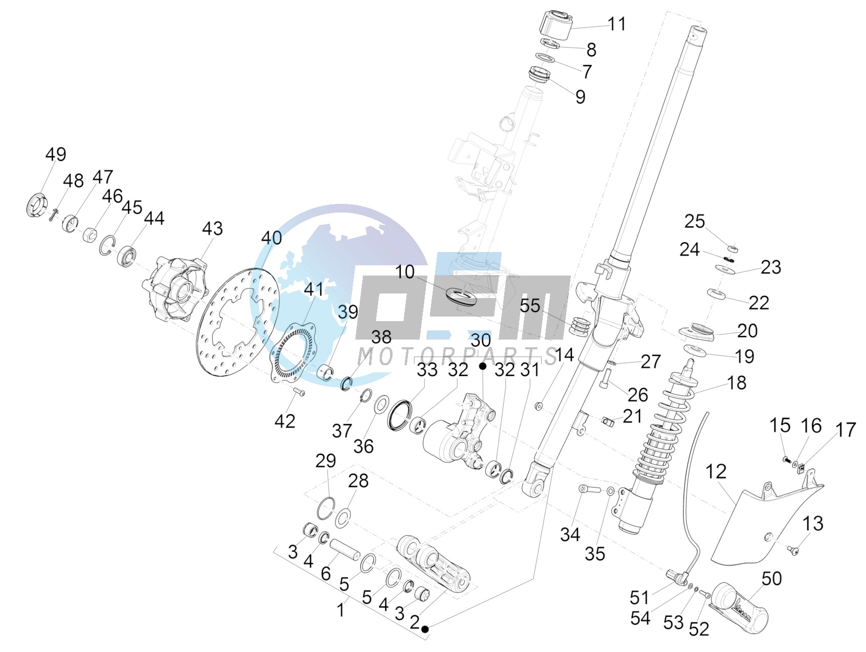 Fork/steering tube - Steering bearing unit