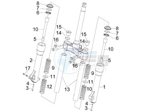 Beverly 125 Tourer e3 drawing Fork components (Kayaba)