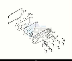 FIDDLE IV 125 (XG12W1-IT) (M0) drawing L. CRANK CASE COVER