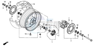 CB600F CB600F drawing REAR WHEEL